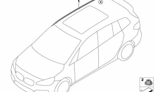 Barras de techo negras lado derecho OEM 51137333604 para BMW Serie 2 Active Tourer F46 y F46N. Pieza original BMW.