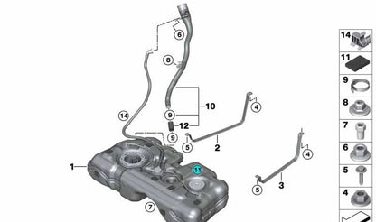 Tubo de llenado de materia sintética OEM 16117482640 para BMW X1 F48, X2 F39, MINI Countryman F60... y más. Original BMW y MINI.