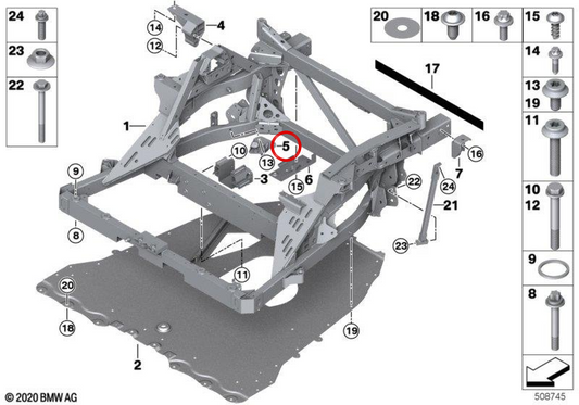 Suporte de reforço adicional OEM 39306859859 para BMW I12, I15. BMW genuíno.