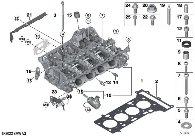 Parafuso de cabeça hexalobular para BMW F07, F10, F11, F06, F12, F13, F01N, F02N (OEM 07119908752). BMW originais.