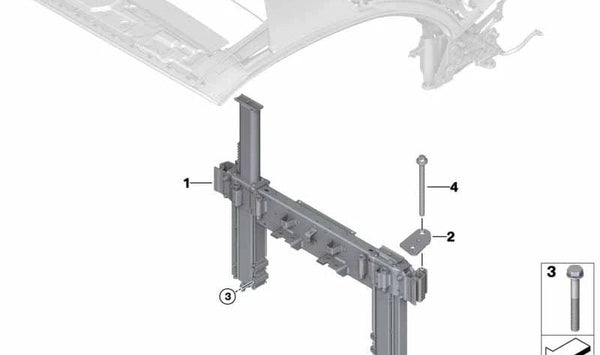 Soporte trasero derecho del sistema antivuelco OEM 54627462266 para BMW F91 y G14. Pieza original BMW.