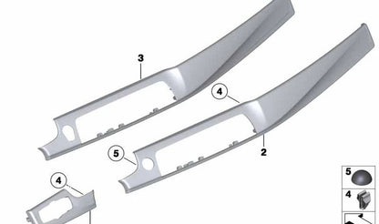 Embellecedor salpicadero derecho aluminio perlado OEM 51458051335 para BMW F10. Pieza original BMW.