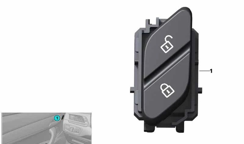 Botón de cierre centralizado derecho OEM 61319320642 para BMW F48, F39. Original BMW.
