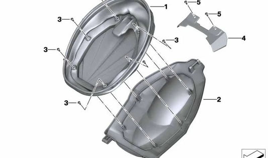 Compartimento portaequipajes OEM 46637725226 para motos BMW C 600 Sport, C 650 Sport. Original BMW Motorrad.