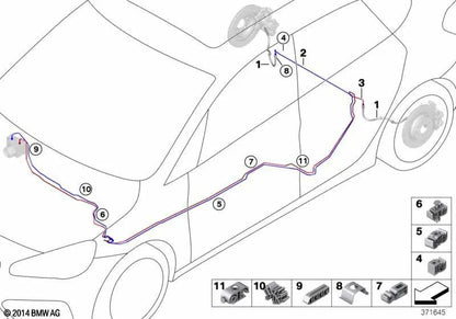 Tubería DSC grupo hidráulico trasera derecha OEM 34326854935 para BMW X1 F48 sDrive18i, sDrive18d... y más. Original BMW.