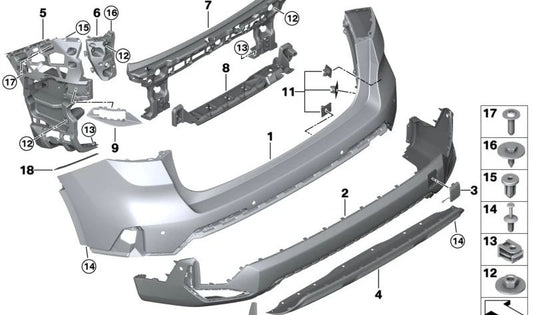 Rear Bumper Lower Cover OEM 51129883527 for BMW U11. Original BMW.