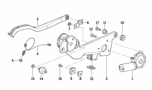 Manivela limpia luneta trasera OEM 61628351859 para BMW Serie 5 E34. Original BMW.