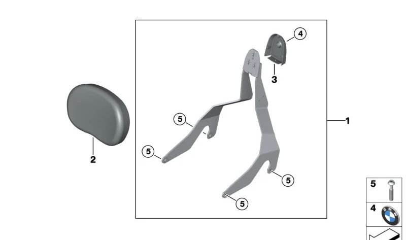 Respaldo acompañante OEM 77345A80145 para BMW Motorrad R 18, R 18 Classic, R 18 B, R 18 Transcontinental. Original BMW Motorrad.