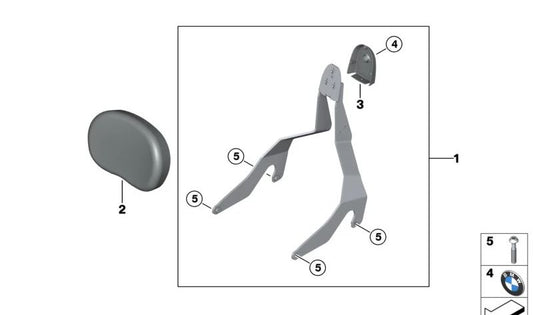 Respaldo acompañante OEM 77345A80145 para BMW Motorrad R 18, R 18 Classic, R 18 B, R 18 Transcontinental. Original BMW Motorrad.