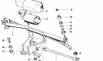 Mecanismo varillaje limpiaparabrisas OEM 61611370792 para BMW E30. Original BMW.