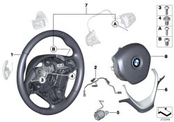 Volante deportivo de cuero con levas de cambio OEM 32306878253 para BMW F20, F21, F22, F30, F32... y más. Original BMW.