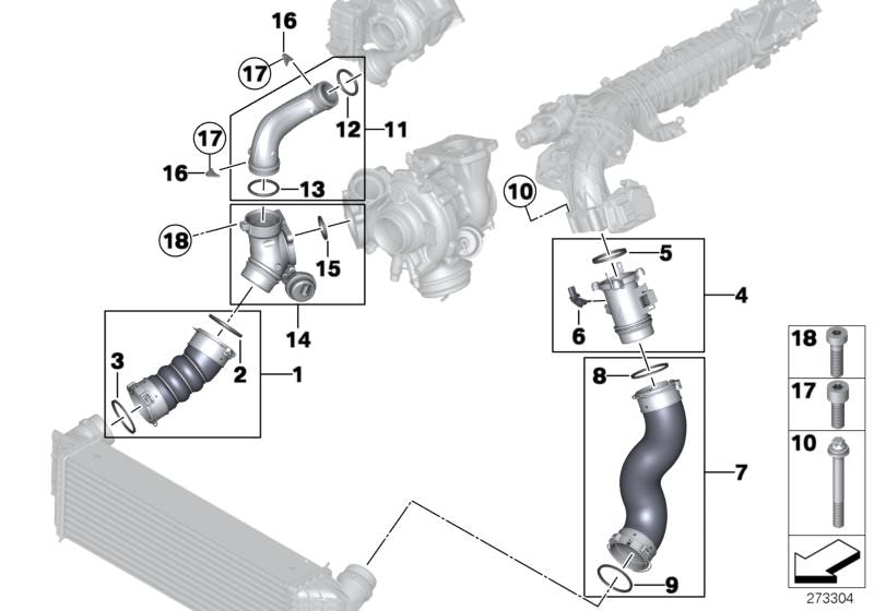 Tubo de admisión de aire OEM 11617805401 para BMW F07, F10, F11, F06, F12, F13, F01. Compatible con versiones 535d y 535d xDrive. Original BMW.