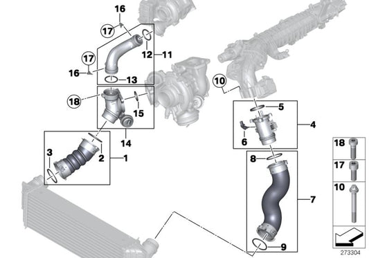 Tubo de admisión de aire OEM 11617805401 para BMW F07, F10, F11, F06, F12, F13, F01. Compatible con versiones 535d y 535d xDrive. Original BMW.