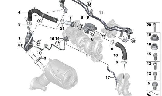 Adaptador OEM 11718582707 para BMW G30, G30N, G31, G31N, G11, G11N, G12, G12N, G05, G06, G07. Pieza original BMW para sistema de reducción de emisiones.