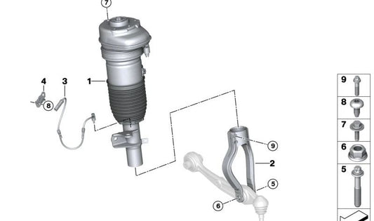 Front right air shock absorber for BMW i I20 (OEM 37106890326). Original BMW.