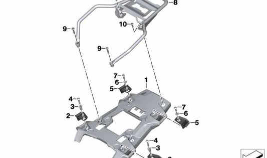 Tope delantero izquierdo OEM 46548566331 para motos BMW F 750 GS, F 850 GS, F 900 GS... y más. Original BMW Motorrad.