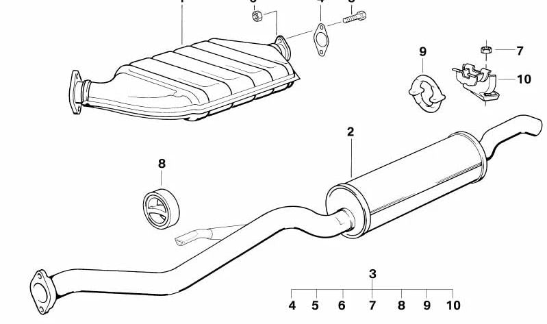 Arrière silencieux (évasion finale) OEM 18102243537 pour BMW E34. Pièce BMW originale.
