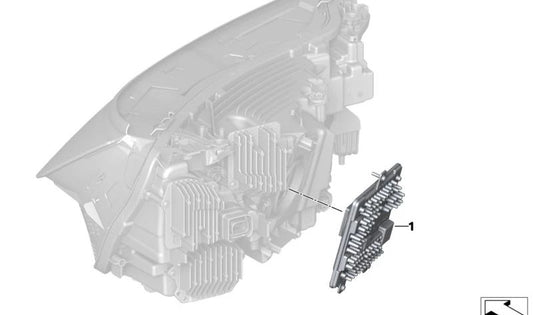 OEM 63115A410C7 Módulo de controle de luz frontal para BMW I20. FLM 2.1 Controlador do farol frontal. BMW original.