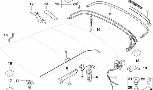 Crashpad lado derecho OEM 54342758508 para MINI Cabrio R57, R57 LCI (Cooper MR31, MR32, MR41, MR42, ZN01, ZN82, ZN61, XF41, XF42). Original MINI.