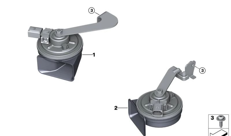 Claxon grave OEM 61338496204 para BMW F70, U06, U11, U10 y MINI U25. Repuesto original BMW y MINI.