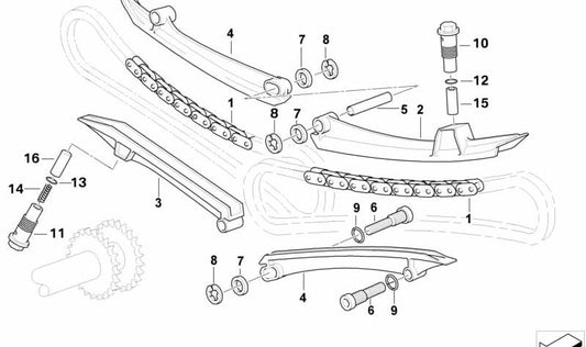 Cilindro tensor de cadena derecho OEM 11318530331 para motos BMW R1200GS, R1200RT, R1150GS, R1100RT... y más. Original BMW Motorrad.