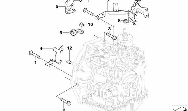 Soporte de fijación OEM 24507540976 para MINI R52 (Cooper) y R53 (Cooper S). Compatible con modelos entre 2001 y 2008. Original MINI.