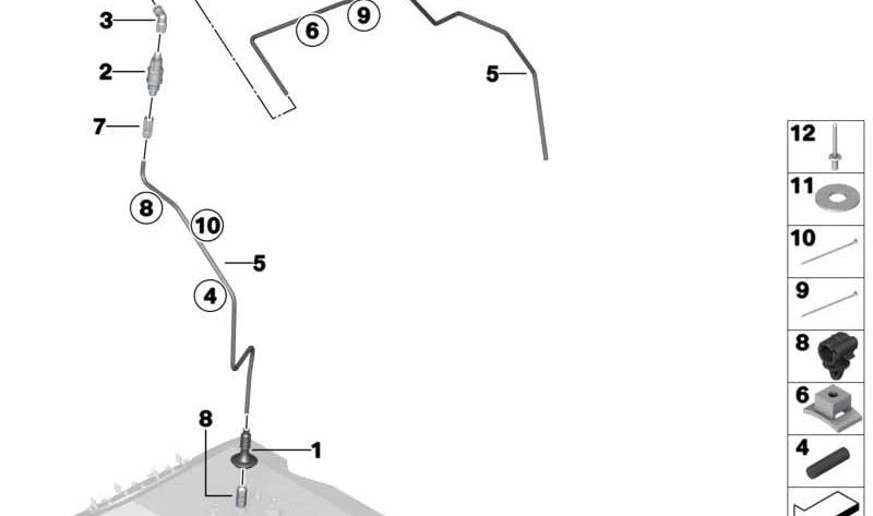 Clip de sujeción de conductos OEM 64126971731 para BMW E90 316d, 316i {todos los códigos de motor y transmisión indicados}. Original BMW.
