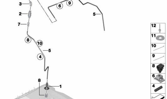 Clip de sujeción de conductos OEM 64126971731 para BMW E90 316d, 316i {todos los códigos de motor y transmisión indicados}. Original BMW.