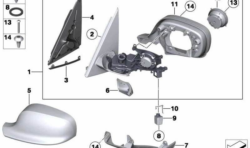 Retrovisor exterior con calefacción derecho OEM 51163455328 para BMW X3 E83 LCI. Original BMW.