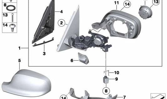 Retrovisor exterior con calefacción izquierdo OEM 51163455327 para BMW X3 E83. Original BMW.