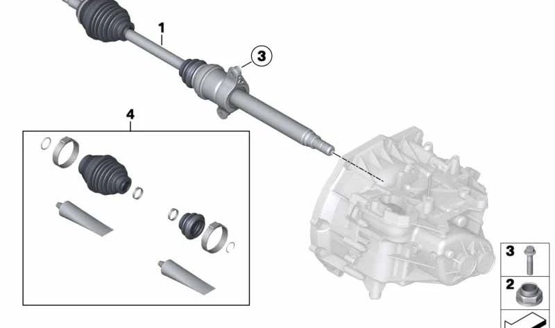 Juego reparación fuelle transmisión OEM 31607591694 para MINI R55, R56, R57, R58, R59. Compatible con versiones Cooper N12 y N16. Original MINI.