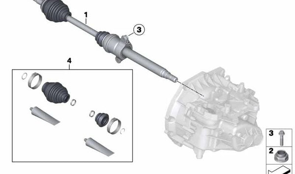 Árbol de salida derecho OEM 31608605472 para MINI R56, R55, R57, R58, R59... y más. Original MINI.
