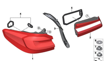 Piloto trasero derecho LED portón OEM 63218493820 para BMW F90, G30. Luz trasera original BMW.