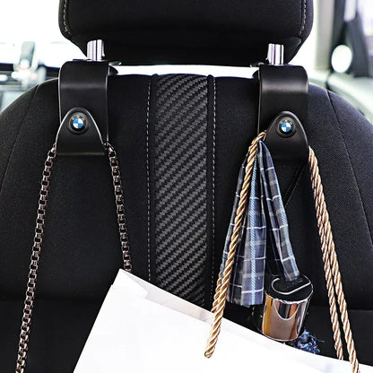 Ganchos portáteis para suporte ao assento da BMW - disponível em preto e carbono