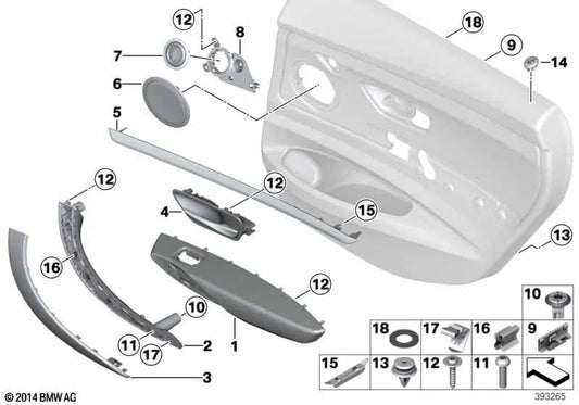 Rear Right Leather Armrest for BMW 3 Series F34, F34N (OEM 51427324488). Original BMW.