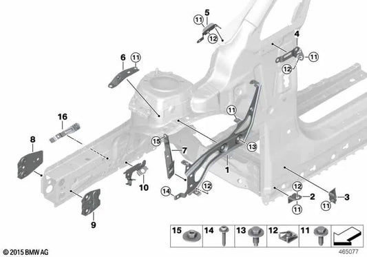 Extension du support Fender droit pour la série BMW 2 F45, F46, F45N, F46N (OEM 41007408658). BMW d'origine