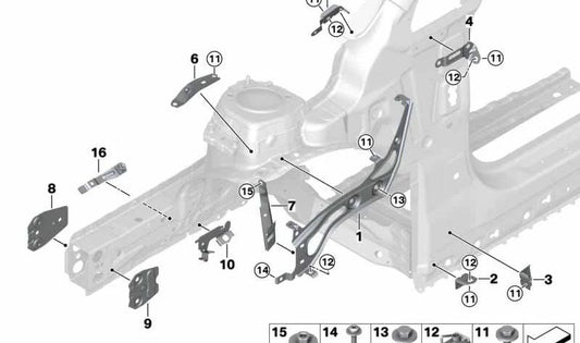 Soporte lateral superior izquierdo OEM 41007408665 para BMW Serie 2 Active Tourer F45 y Gran Tourer F46. Compatible con modelos del 2014 al 2021. Original BMW.