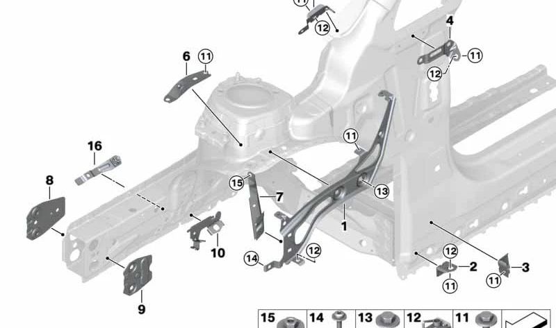 Soporte superior pared lateral derecha OEM 41007408666 para BMW F45, F46. Original BMW.