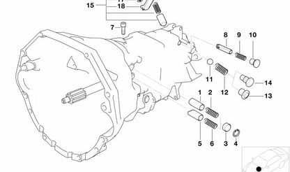 Pasador de bloqueo OEM 23311282539 para BMW E46 M3, E34 540i, E39, E38, E31. Compatible con transmisión manual S6S 420G. Original BMW.
