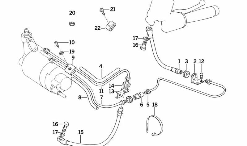 Tubería de freno trasera OEM 34322310946 para motos BMW K1 y K100RS (K589). Original BMW Motorrad.