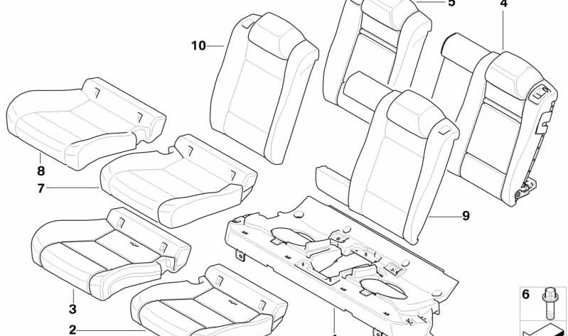 Funda de asiento de cuero izquierda OEM 52209141237 para BMW E71, E72. Original BMW.