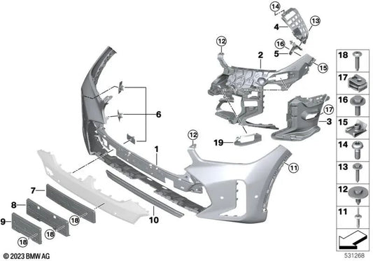 Left fog light bracket for BMW G06N (OEM 51118085665). Original BMW.