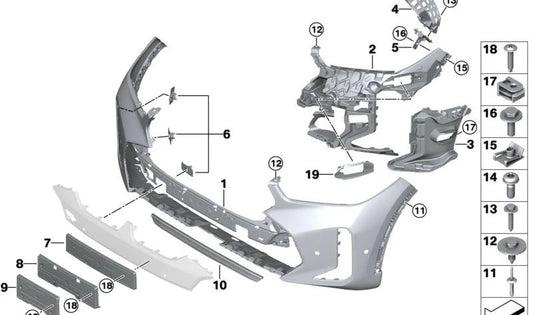 Deflector de aire delantero OEM 51117456485 para BMW X6 {G06, G06N}. Pieza original BMW.