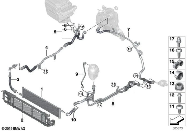 Electrobomba del refrigerante OEM 17128597286 para BMW X3 G01, X3 G01 LCI, X4 G02, X4 G02 LCI. Original BMW.