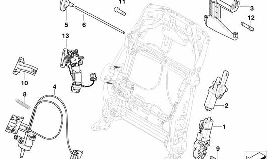 Guida di scorrimento destra 52107119630 per BMW E60 520D (modelli NC31, NC32, NC41, NC42, NX11, NX12, NX21, NX22, NX31, NX32). BMW originale BMW.
