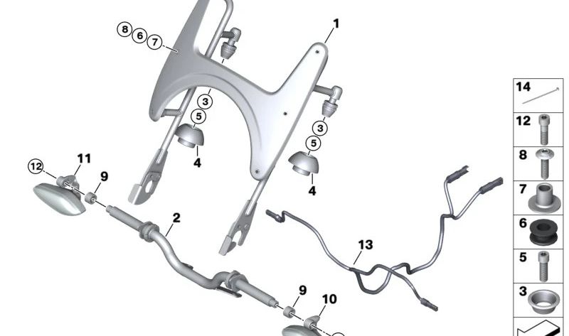 Sujeción inferior de parabrisas cromada OEM 46631543061 para motos BMW R 18, R 18 Classic, R 18 Roctane. Original BMW Motorrad.