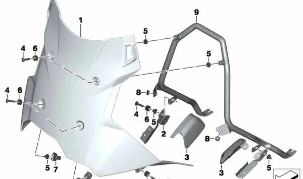 Soporte izquierdo OEM 46638535313 para BMW Motorrad K75, K75/2, K75C, K75S, K75RT. Pieza original BMW Motorrad.