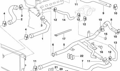 Manguera del sistema de refrigeración OEM 11531740832 para BMW E39, E38. Original BMW.