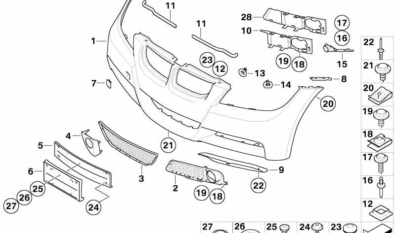Support PDC avant intérieur gauche pour BMW E90, E91 (OEM 51118042217). BMW d'origine