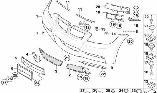 Support PDC avant intérieur gauche pour BMW E90, E91 (OEM 51118042217). BMW d'origine